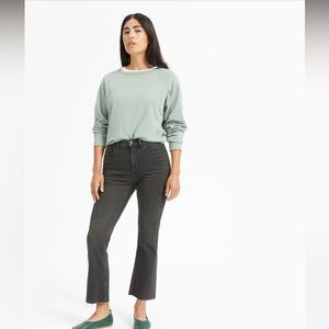 Everlane High Rise The Kick Crop Jean Color Distressed Gray Black Size 24